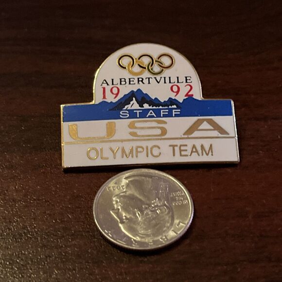 Olympic Winter Games 1992 Albertville Team‎ USA Staff Lapel Pin - Picture 2 of 3